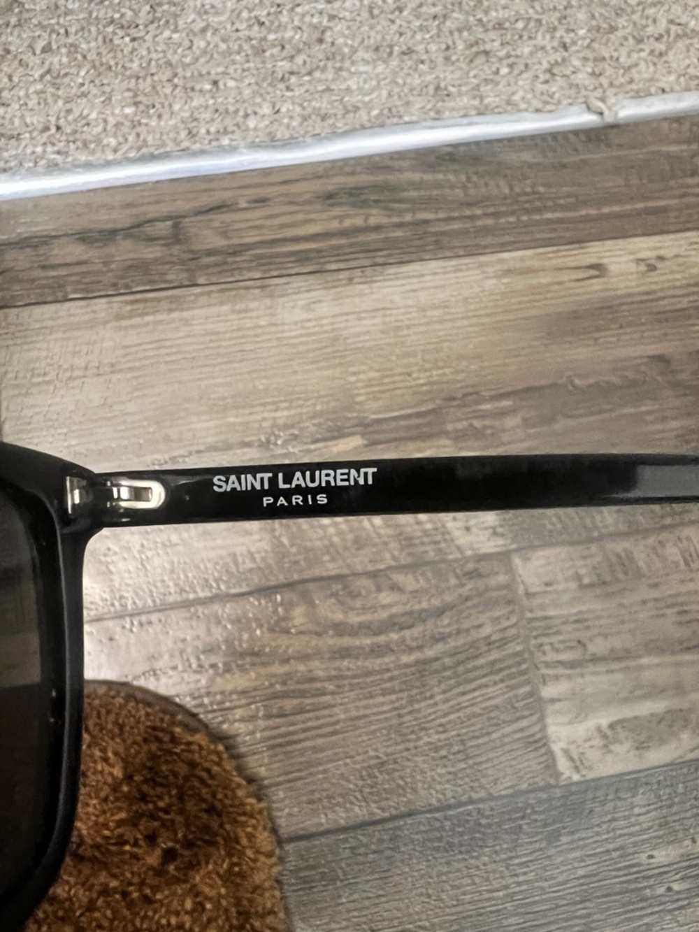 REAL MENS Saint Laurent YSL Glossy Black Rectangular Sunglasses with Case - Picture 7 of 8